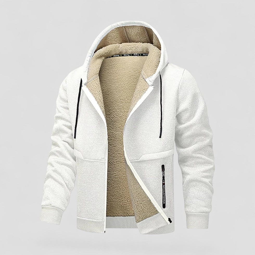 VogeLuxe | Men’s Sherpa-Lined Hooded Zip Jacket