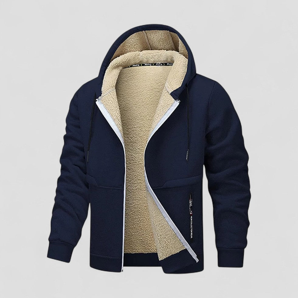 VogeLuxe | Men’s Sherpa-Lined Hooded Zip Jacket