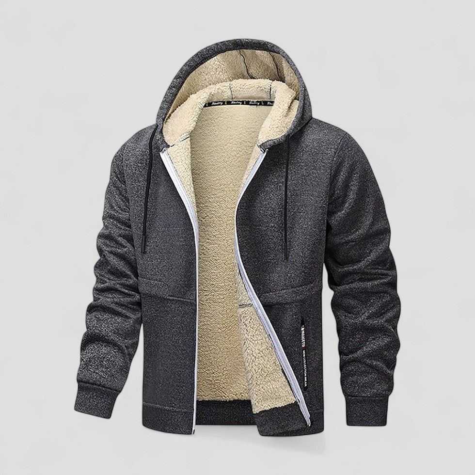 VogeLuxe | Men’s Sherpa-Lined Hooded Zip Jacket