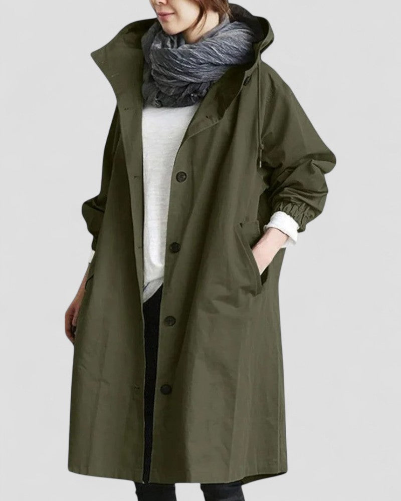 VogeLuxe | Women’s Elegant Hooded Trench Coat