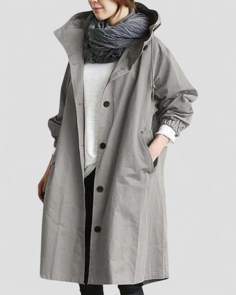 VogeLuxe | Women’s Elegant Hooded Trench Coat