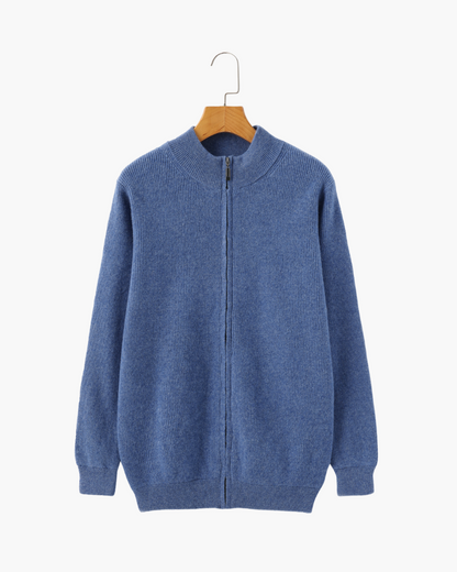 VogeLuxe | Men’s Full Zip Ribbed Knit Cardigan