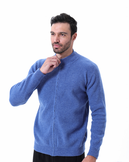 VogeLuxe | Men’s Full Zip Ribbed Knit Cardigan