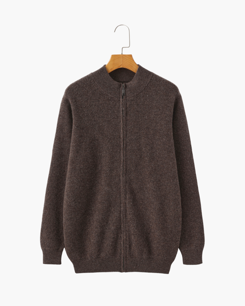 VogeLuxe | Men’s Full Zip Ribbed Knit Cardigan
