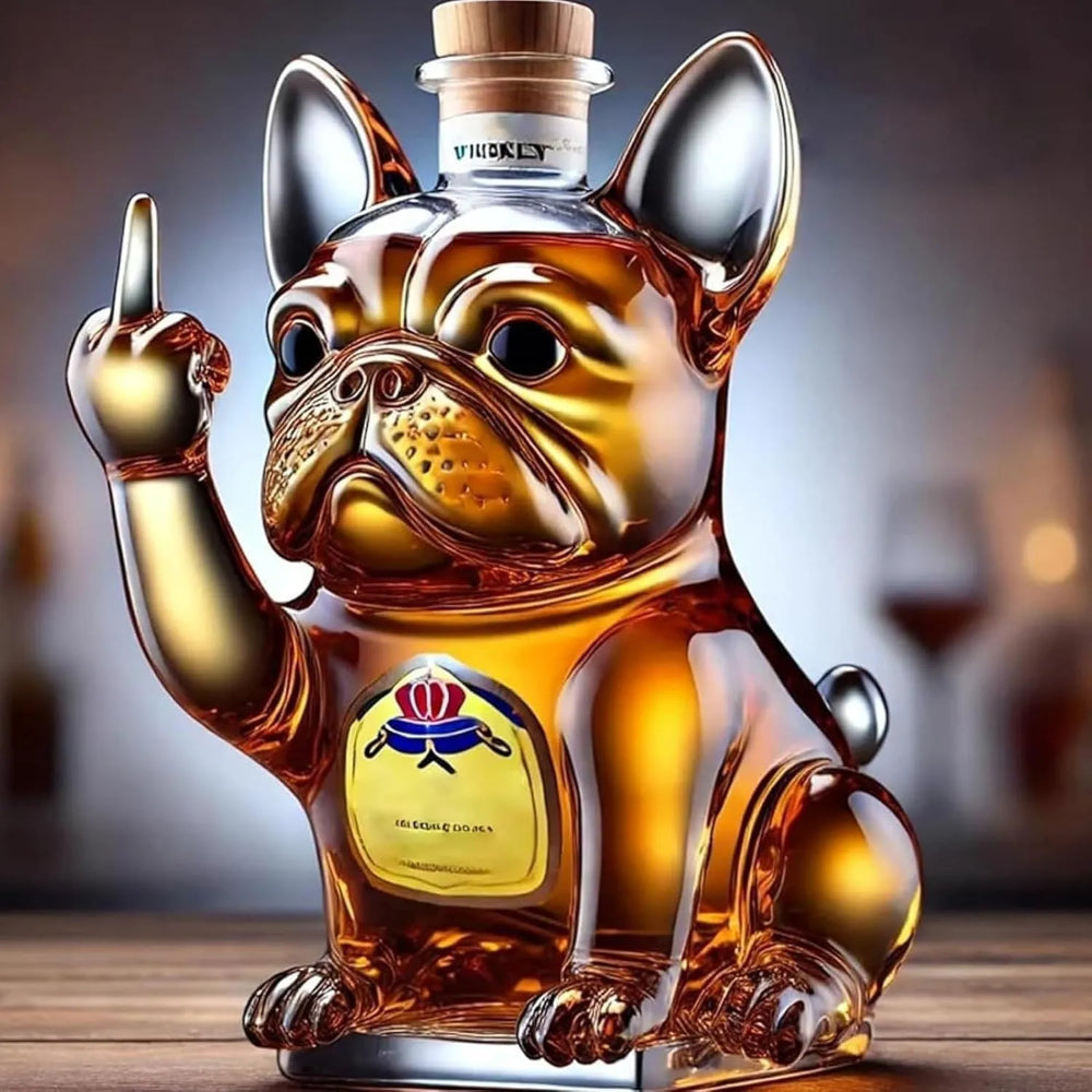 Luxury Dog Figurine Whiskey Decanter Bottle Set