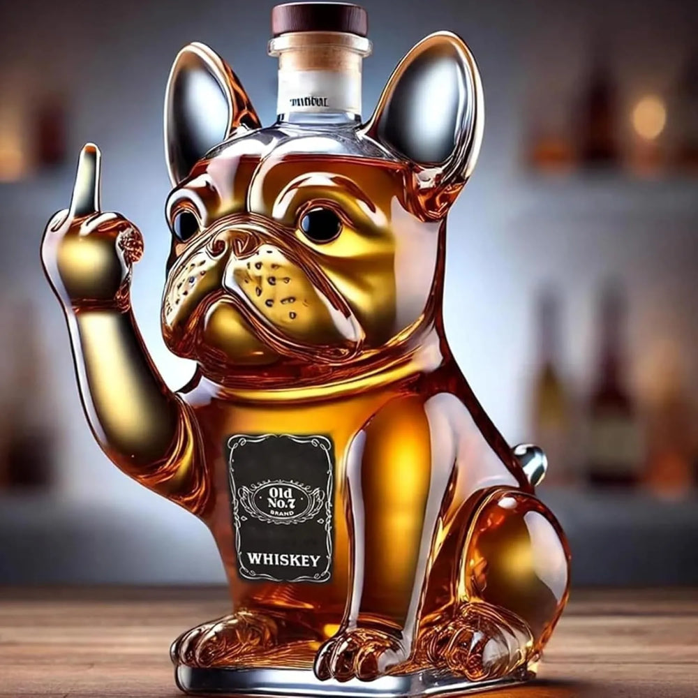 Luxury Dog Figurine Whiskey Decanter Bottle Set