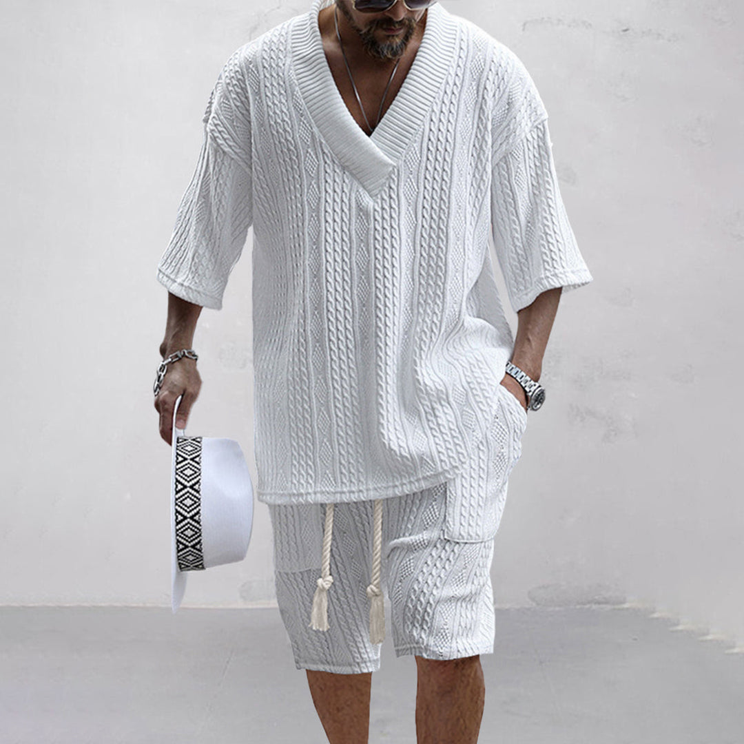 Comfortable Knit Shirt and Shorts Set for Summer - VogeLuxe