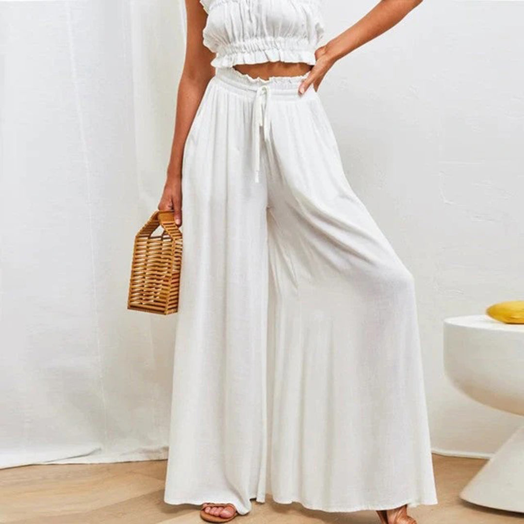 Comfortable High Waist Pants with Pockets and Drawstring