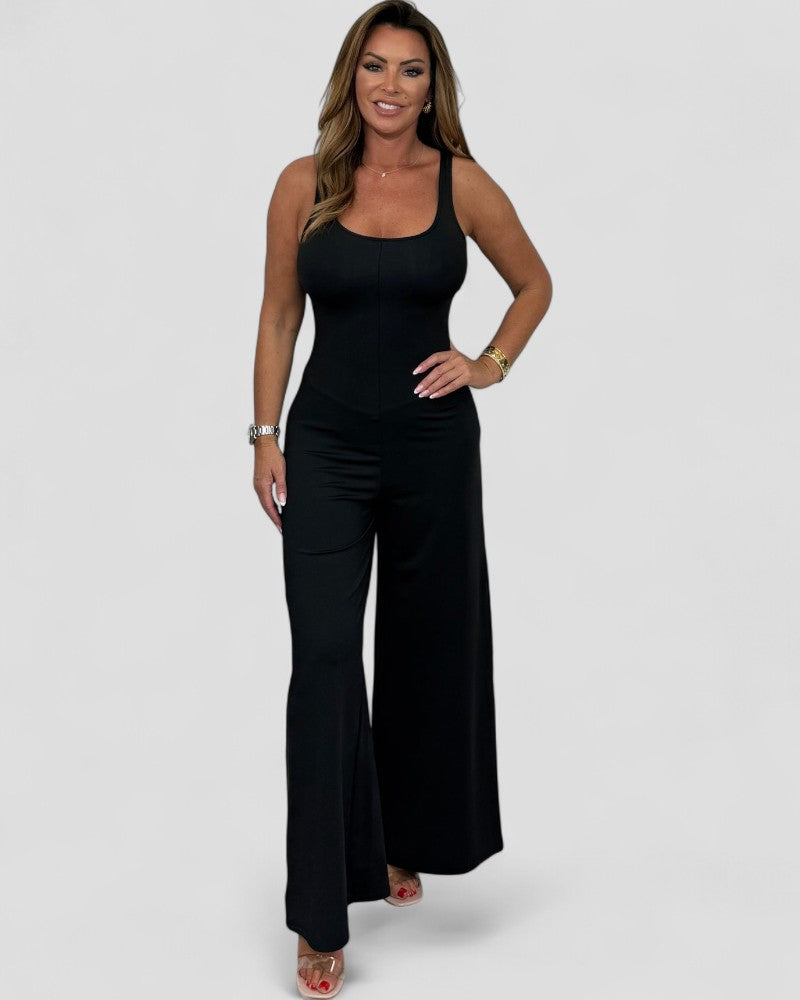 Wide Leg Sleeveless Stretch Jumpsuit for Women