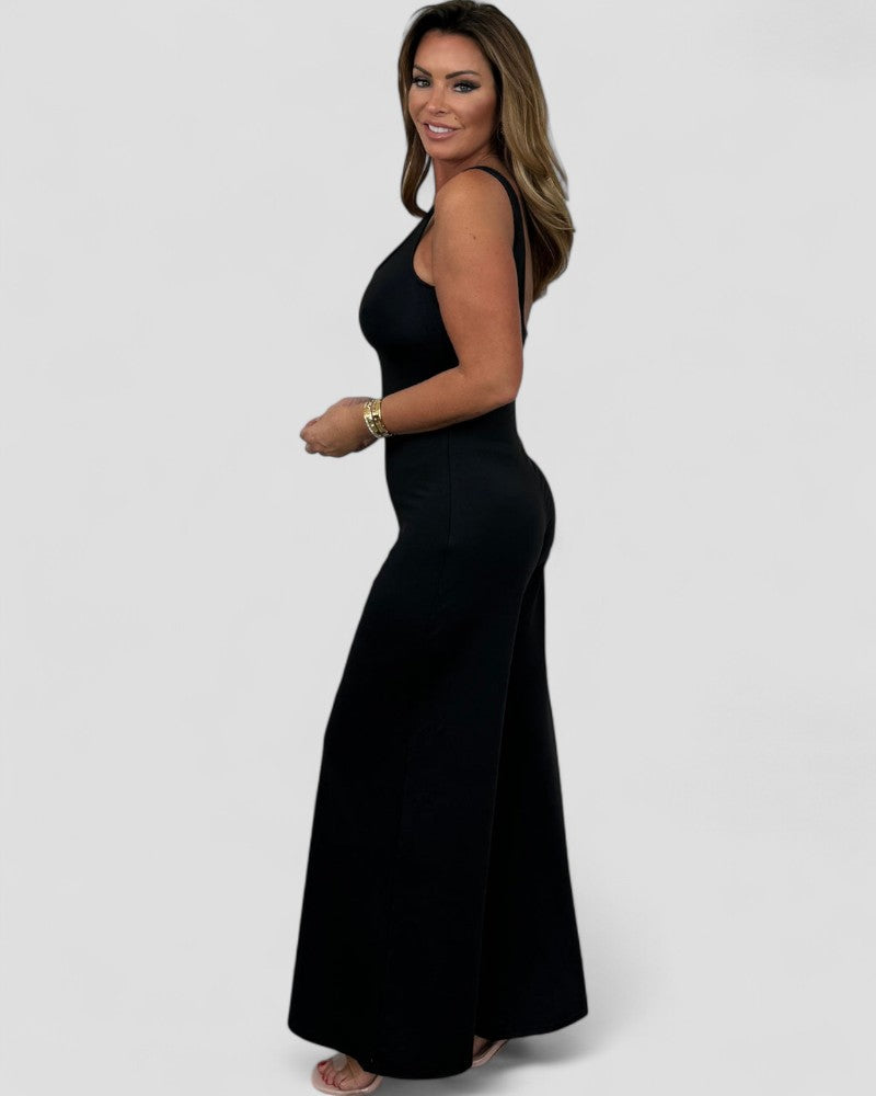 Wide Leg Sleeveless Stretch Jumpsuit for Women