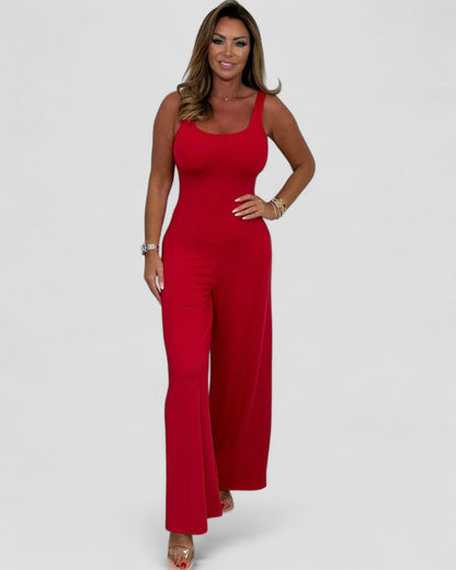 Wide Leg Sleeveless Stretch Jumpsuit for Women