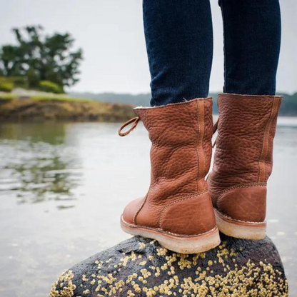 VogeLuxe | Women’s Shearling Lined Mid Calf Slouch Leather Boots
