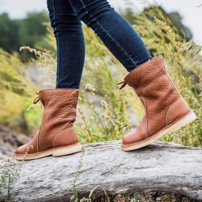 VogeLuxe | Women’s Shearling Lined Mid Calf Slouch Leather Boots