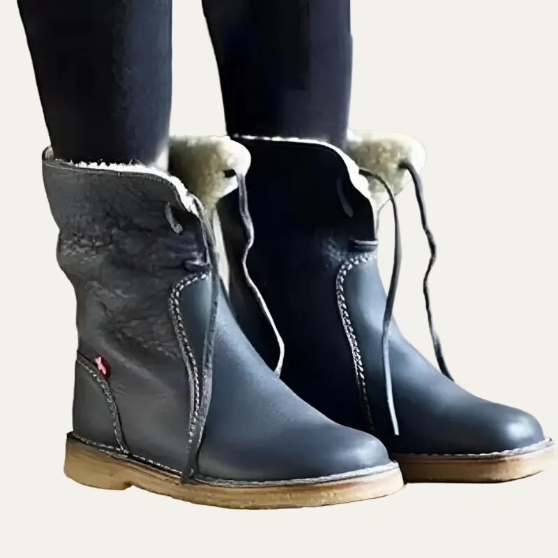 VogeLuxe | Women’s Shearling Lined Mid Calf Slouch Leather Boots