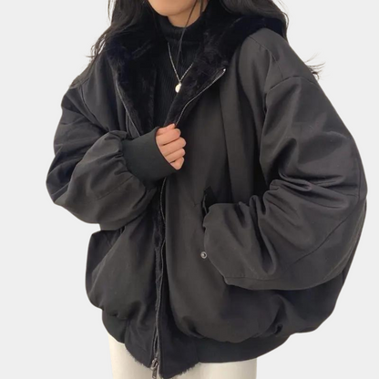 VogeLuxe | Women’s Oversized Fleece Lined Bomber Jacket