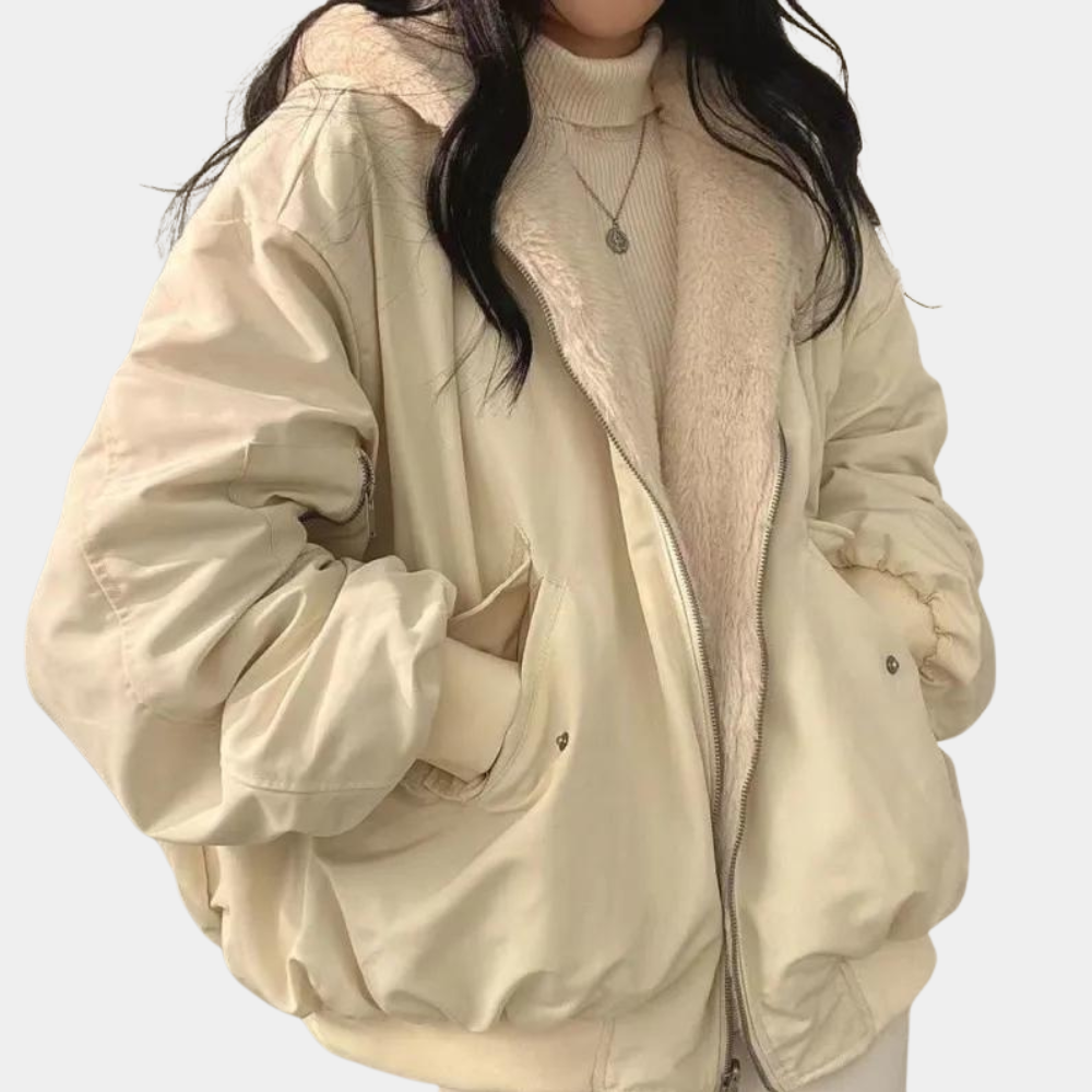 VogeLuxe | Women’s Oversized Fleece Lined Bomber Jacket