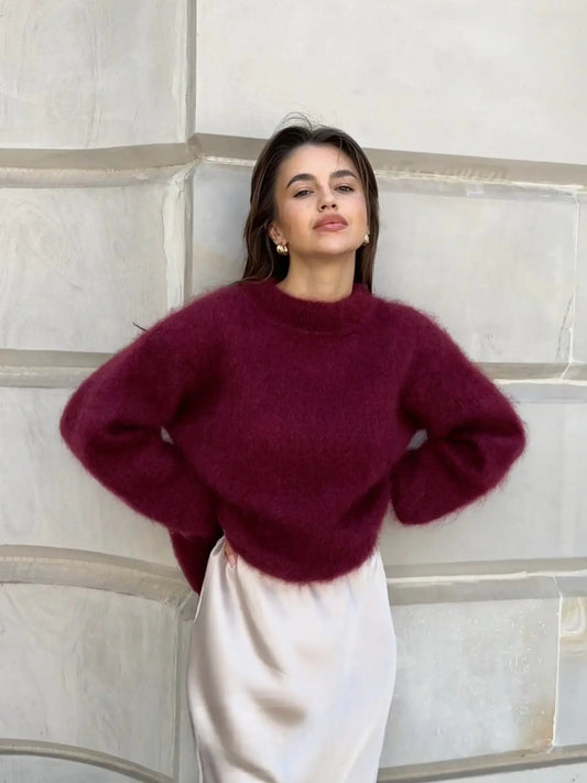 Warm Fuzzy Crew Neck Sweater - VogeLuxe