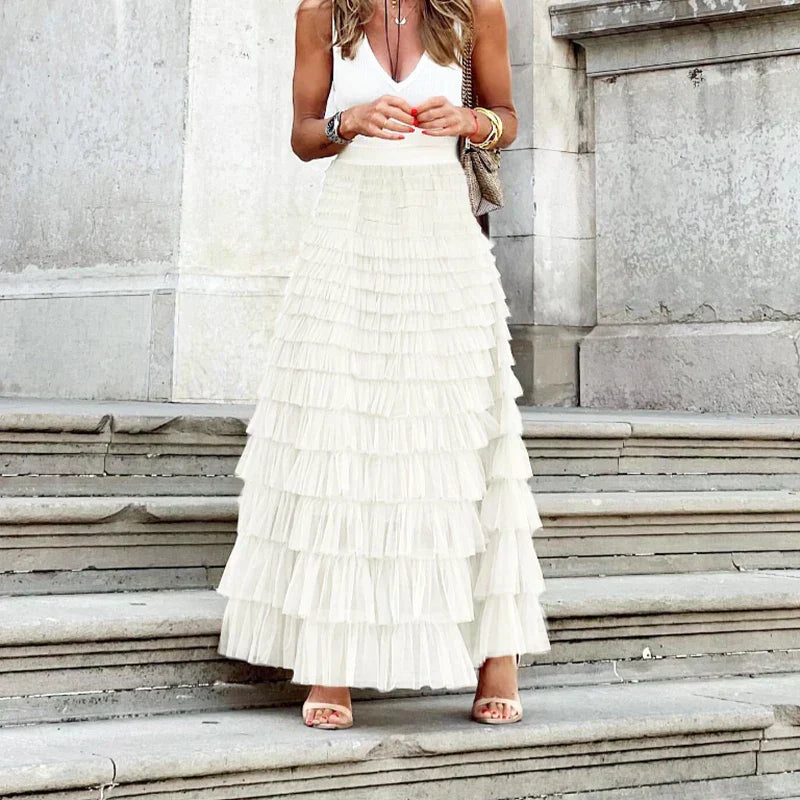 Chic Flowy Midi Skirt for Ladies