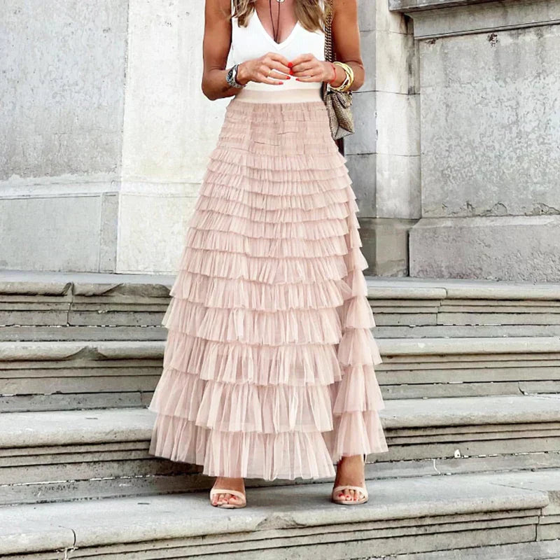 Chic Flowy Midi Skirt for Ladies