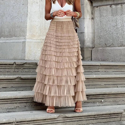 Chic Flowy Midi Skirt for Ladies - VogeLuxe