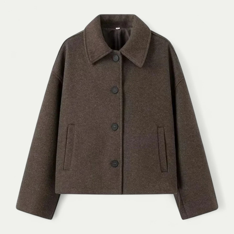 Women Cropped Wool Blend Button Up Jacket 0