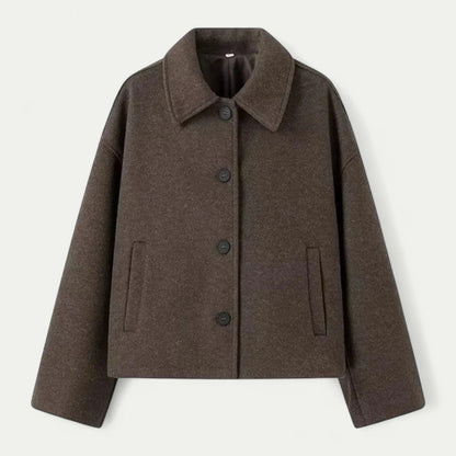 Women Cropped Wool Blend Button Up Jacket 0