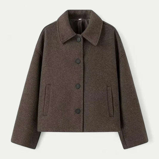 Women Cropped Wool Blend Button Up Jacket 0