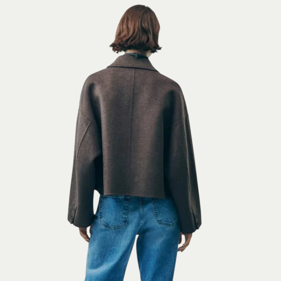 Women Cropped Wool Blend Button Up Jacket 1