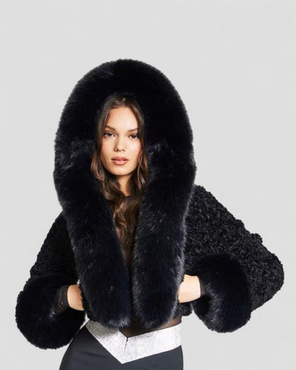 VogeLuxe | Women’s Plush Hooded Fur Jacket