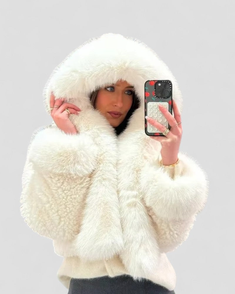 VogeLuxe | Women’s Plush Hooded Fur Jacket