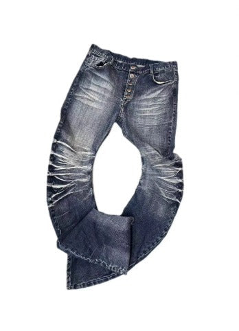 Retro High Waisted Wide Leg Jeans – Dark Blue