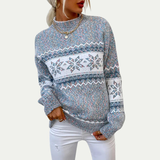 Women Knitted Fair Isle Winter Snowflake Jumper 0