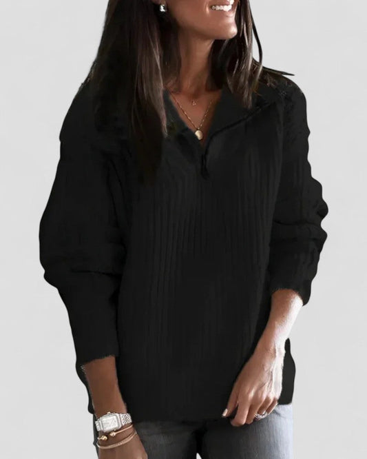 VogeLuxe | Women’s Cozy Zip Neck Knitted Sweater
