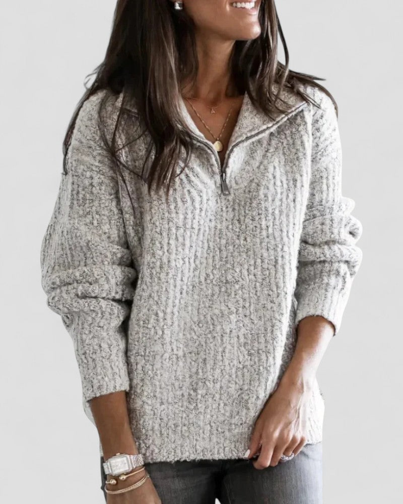 VogeLuxe | Women’s Cozy Zip Neck Knitted Sweater