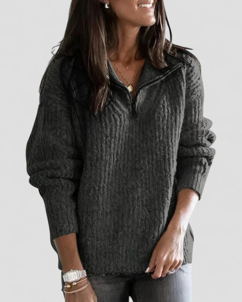 VogeLuxe | Women’s Cozy Zip Neck Knitted Sweater