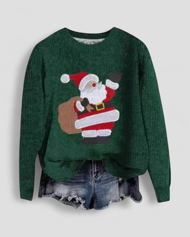 Women Long Sleeve Christmas Santa Knit Sweater
