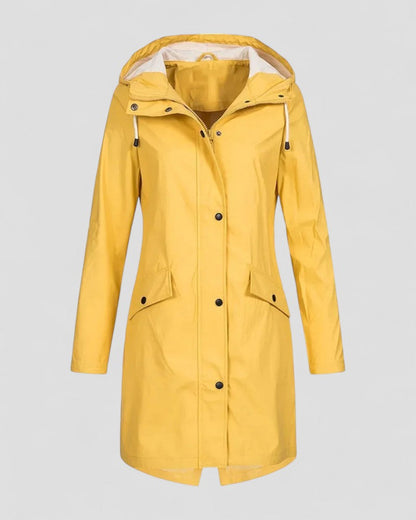 Women Long Waterproof Outdoor Hooded Rain Jacket