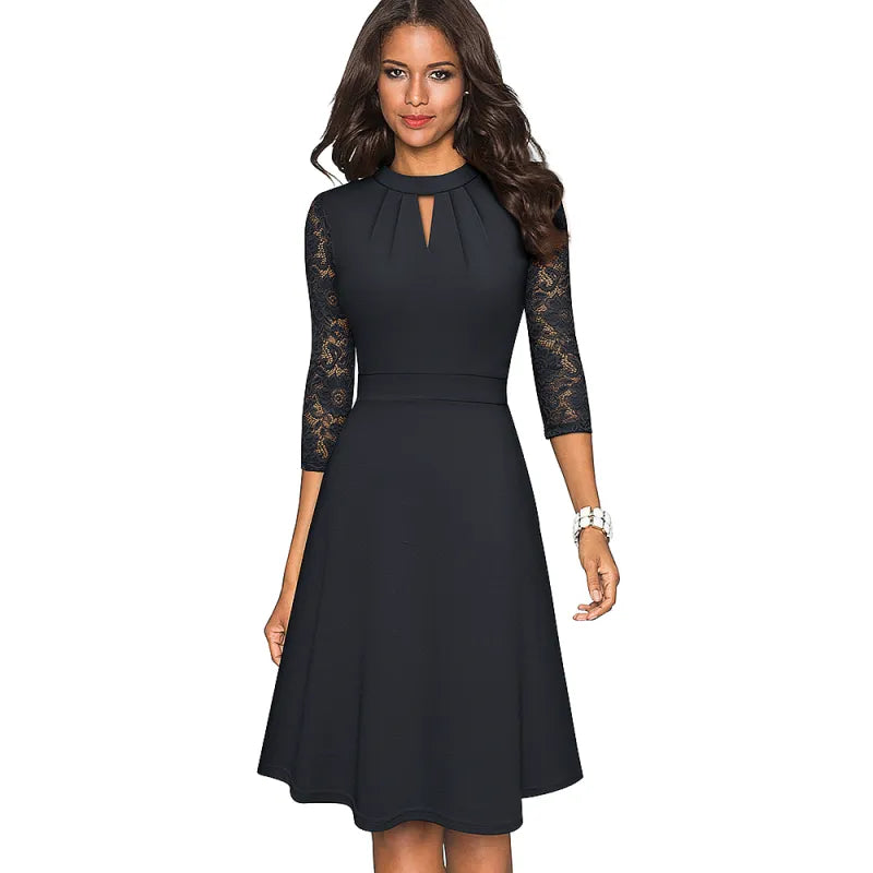 Chic Ladies Lace Dress with Cut Out Details - VogeLuxe
