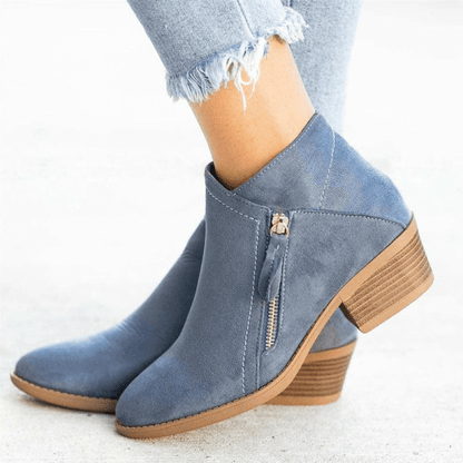 Women’s Ankle Boots – Side-Zip Design with Low Heel and Timeless Silhouette 0