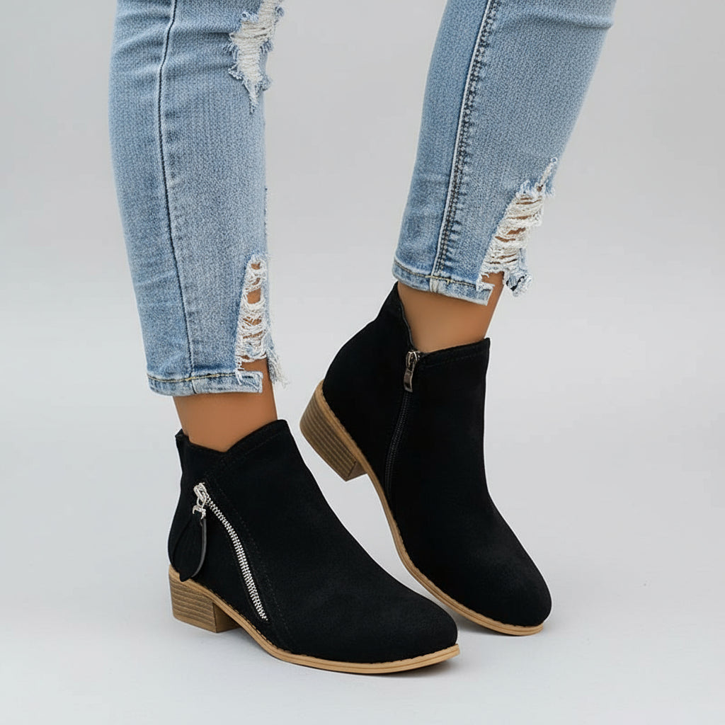 Women’s Ankle Boots with Side Zip – Casual Low-Heel Design for Everyday Wear 1