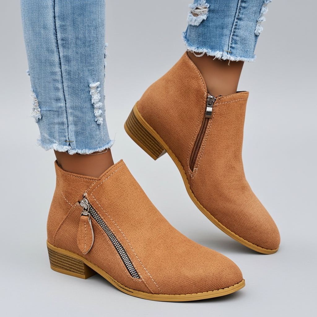 Women’s Ankle Boots with Side Zip – Casual Low-Heel Design for Everyday Wear 3