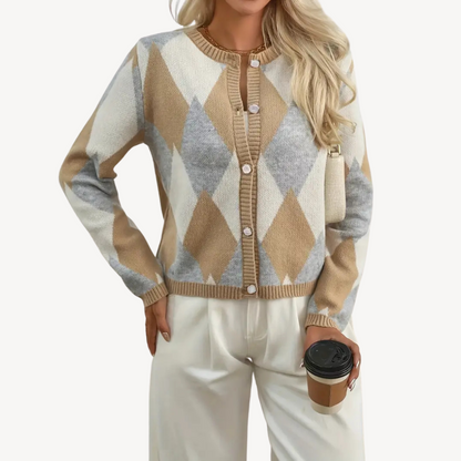 VogeLuxe | Women’s Plaid V-Neck Cardigan
