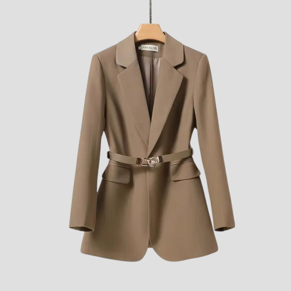 Women's Belted Blazer Jacket Elegant Fashion Coat