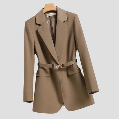 Women's Belted Blazer Jacket Elegant Fashion Coat