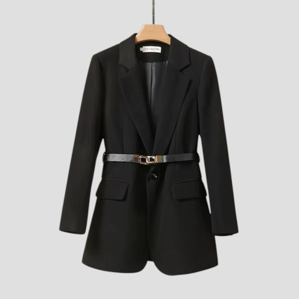 Women's Belted Blazer Jacket Elegant Fashion Coat