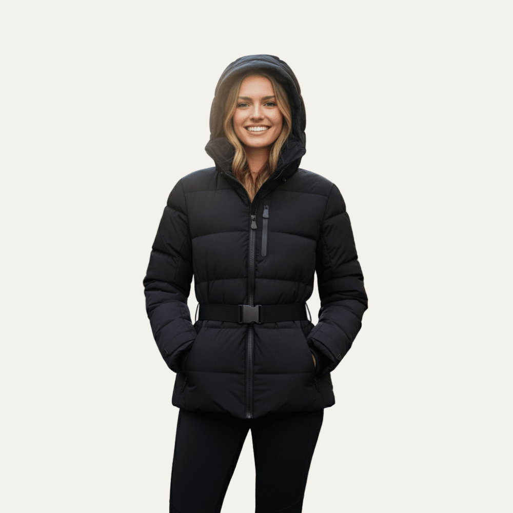 Women's Belted Hooded Puffer Jacket 0