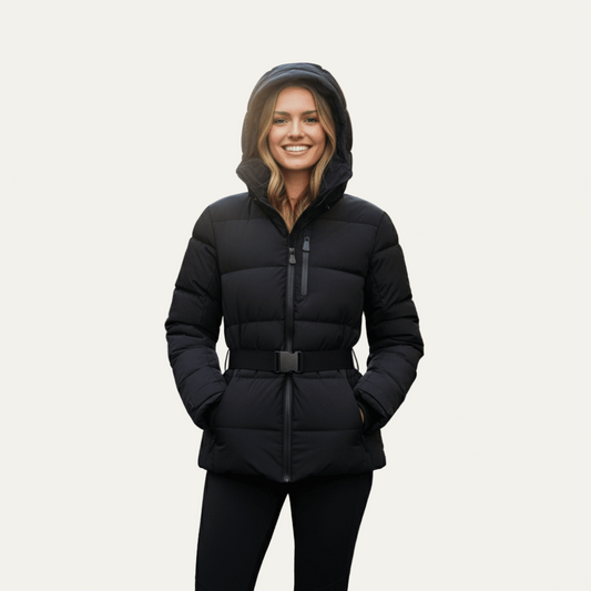Women's Belted Hooded Puffer Jacket 0