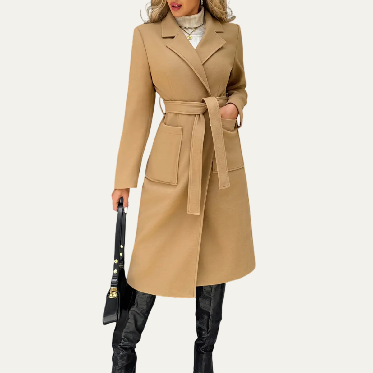 Women’s Belted Long Coat – Elegant Tailored Outerwear for Autumn & Winter 0