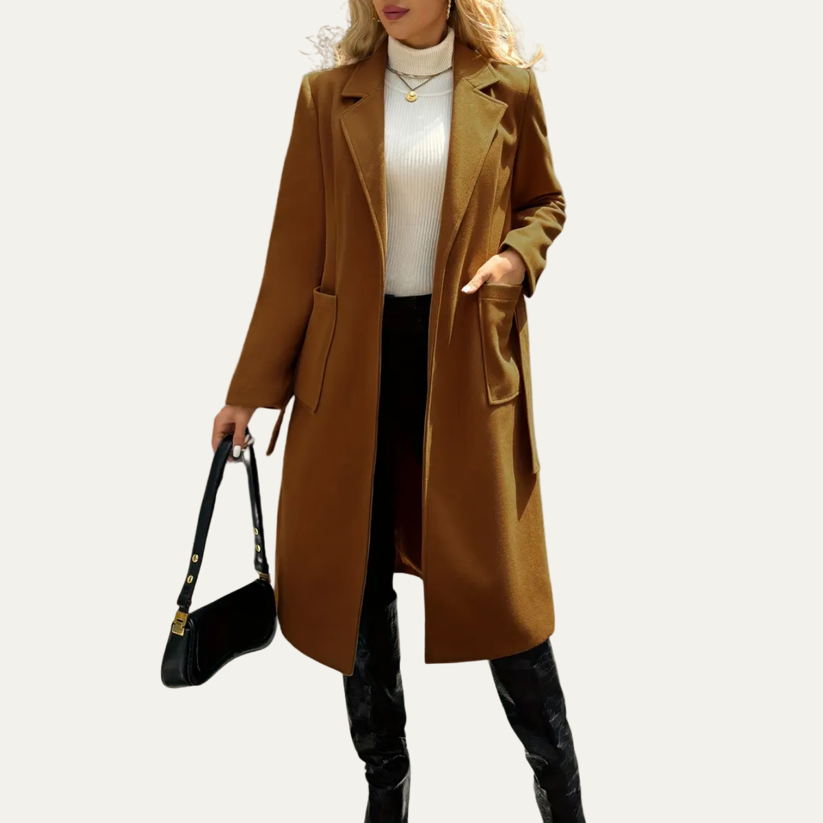 Women’s Belted Long Coat – Elegant Tailored Outerwear for Autumn & Winter 3