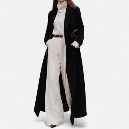 Women’s Black Maxi Overcoat – Longline Tailored Outerwear for All-Season Elegance 0